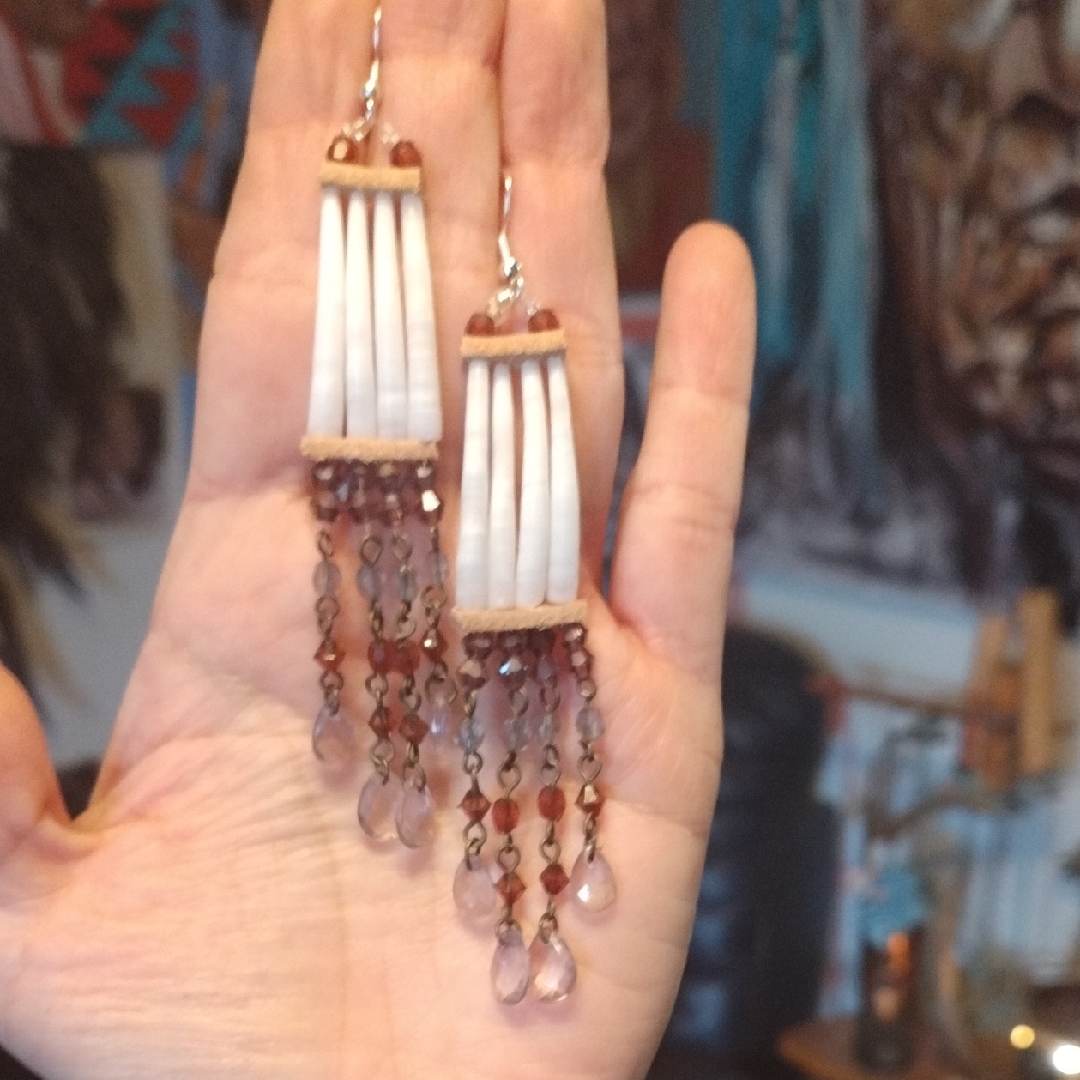 Native American Dentalium Shell Earrings Native Made